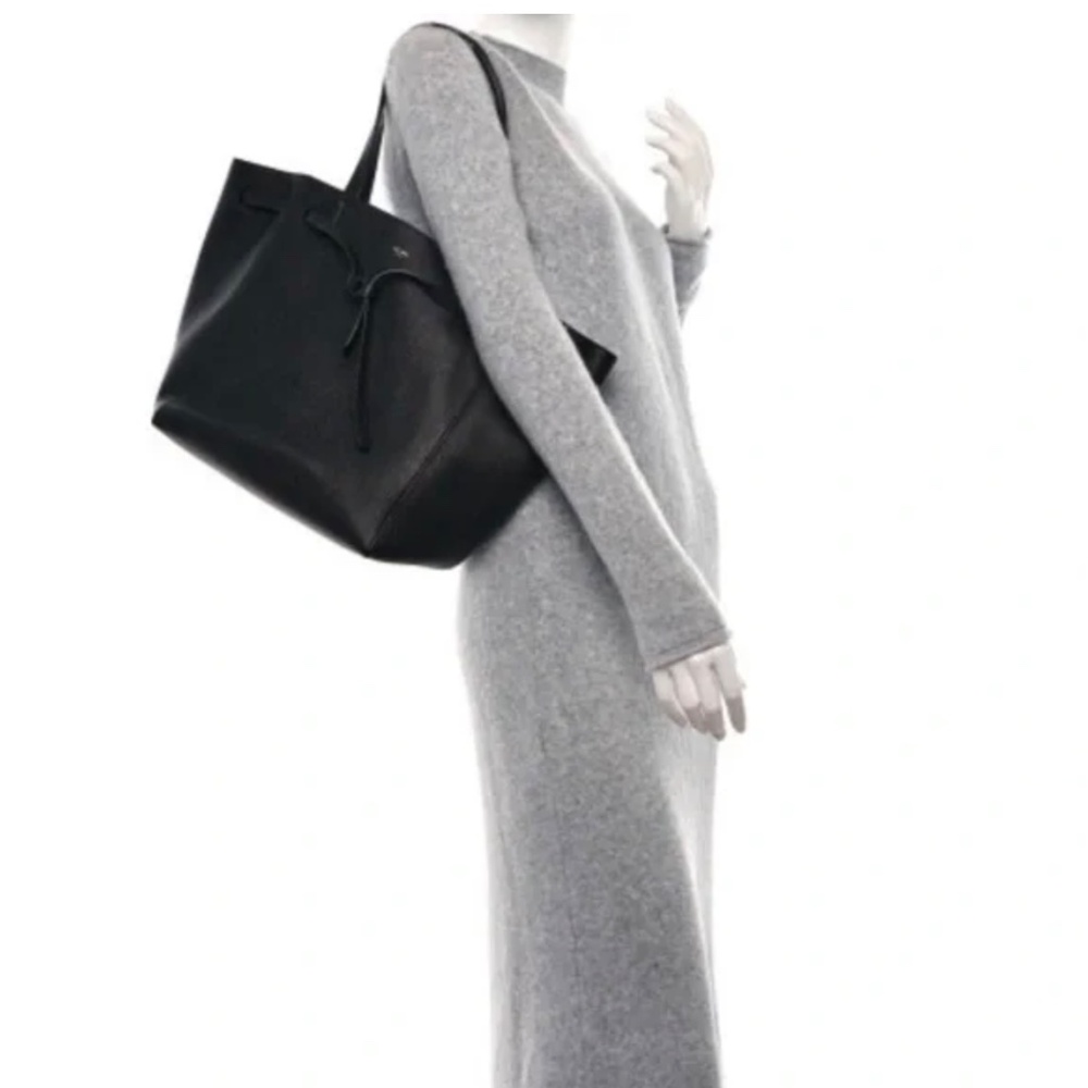 CELINE Soft Grained Calfskin Small Belt Cabas Phantom Black - Picture 11 of 11